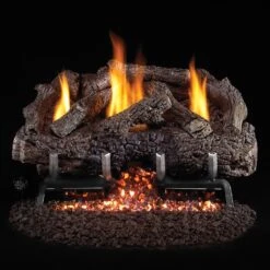 Real Fyre CHFR Charred Frontier Oak Ventless Gas Log Set, Stainless Steel ANSI Certified