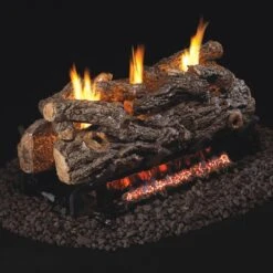 Real Fyre RD9-2 Golden Oak Ventless Gas Log Set, See-Thru, ANSI Certified