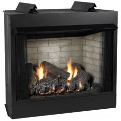 Empire White Mountain Hearth VFD32FB Breckenridge Ventless Deluxe Firebox With Gas Log Set And Slope Glaze Burner, 32-Inches