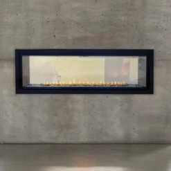 Empire White Mountain Hearth VFLB60SP90 Boulevard Ventless Linear Double Sided Fireplace With Barrier And Intermittent Pilot With Thermostatic Remote Control, 60-Inches