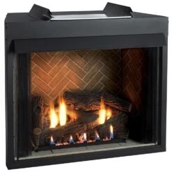 Empire White Mountain Hearth VFS36FB Breckenridge Ventless Select Firebox With Gas Log Set And Slope Glaze Burner, 36-Inches