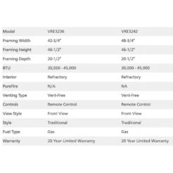 Superior 42-Inch Electronic Ignition Vent-Free Outdoor Gas Fireplace With Remote (VRE3242) -Natural Gas Fire Place Store vre3200 d 08 21 1