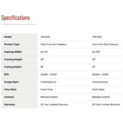 Superior VRL3045 45-Inch Electronic Ignition Vent-Free Gas Fireplace With Remote, Lights & Crushed Glass Media -Natural Gas Fire Place Store vrl3045 d 03 22