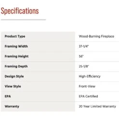 Superior Wood Burning Fireplace With Door And Facade (WCT4920WS) -Natural Gas Fire Place Store wct4920ws config spec b 03 22