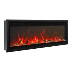 Remii WM-SLIM-55 Extra Slim Smart Indoor Wall Mount Electric Fireplace With Black Steel Surround, 55-Inch -Natural Gas Fire Place Store wm slim 45 c 07 22