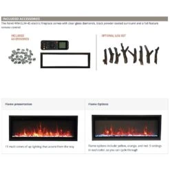 Remii WM-SLIM-55 Extra Slim Smart Indoor Wall Mount Electric Fireplace With Black Steel Surround, 55-Inch -Natural Gas Fire Place Store wm slim 45 feat b 07 22