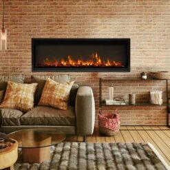 Remii WM-SLIM-55 Extra Slim Smart Indoor Wall Mount Electric Fireplace With Black Steel Surround, 55-Inch -Natural Gas Fire Place Store wm slim 65 a 07 22