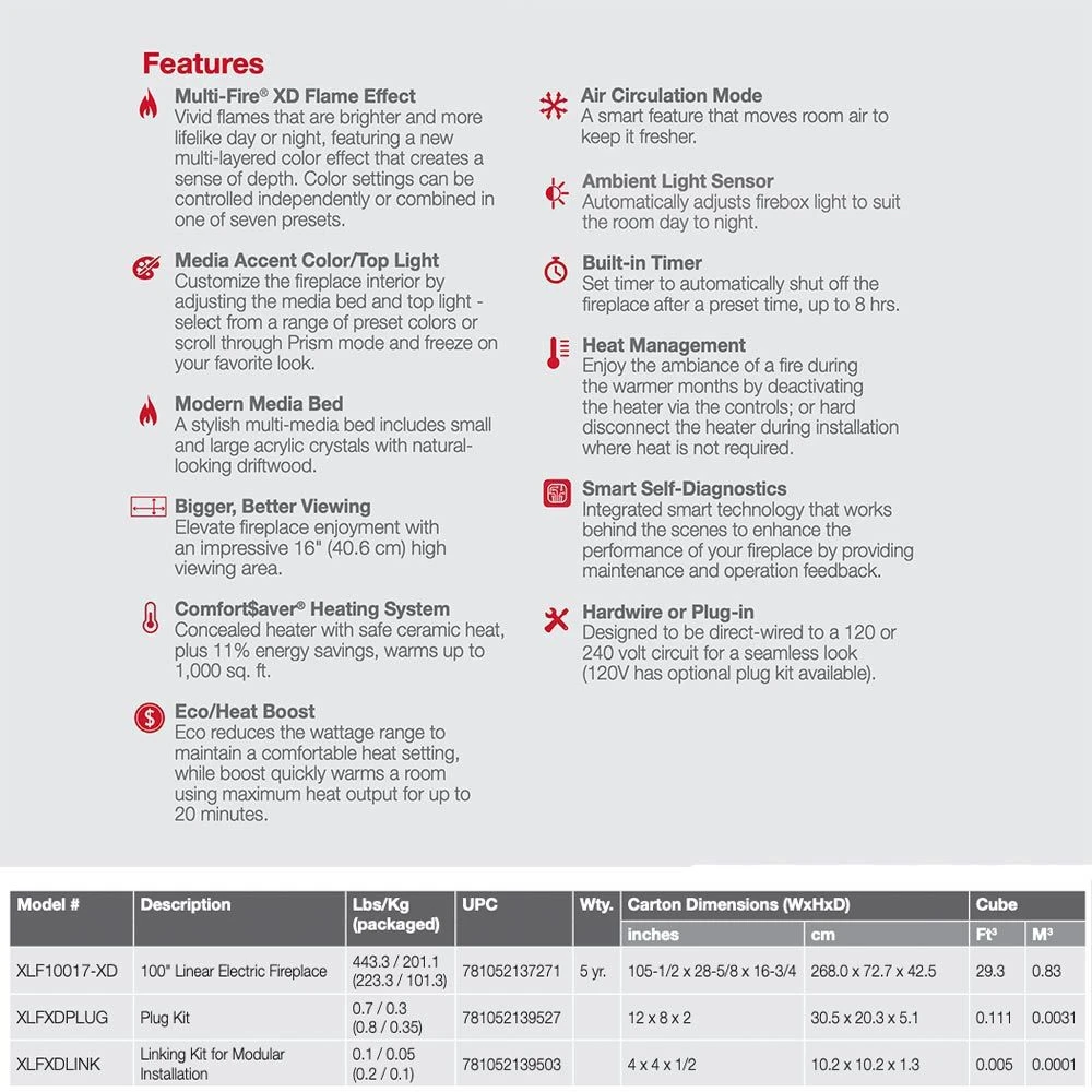 Dimplex XLF10017-XD IgniteXL Bold Deep Built-In Linear Electric Fireplace, 100-Inch 5 Dimplex XLF10017-XD IgniteXL Bold Deep Built-In Linear Electric Fireplace, 100-Inch - Image 5