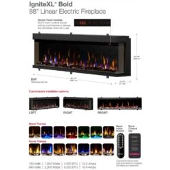 Dimplex XLF8817-XD IgniteXL Bold Deep Built-In Linear Electric Fireplace, 88-Inch 8 Dimplex XLF8817-XD IgniteXL Bold Deep Built-In Linear Electric Fireplace, 88-Inch -Natural Gas Fire Place Store xlf8817 xd c 12 22