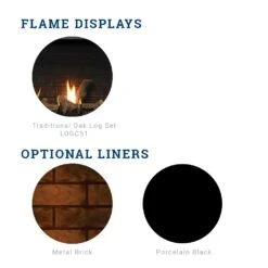 Kingsman ZCV3622 36-Inch Zero Clearance Clean View Direct Vent Gas Fireplace With Log Set -Natural Gas Fire Place Store zcv3622 liners media a 10 20